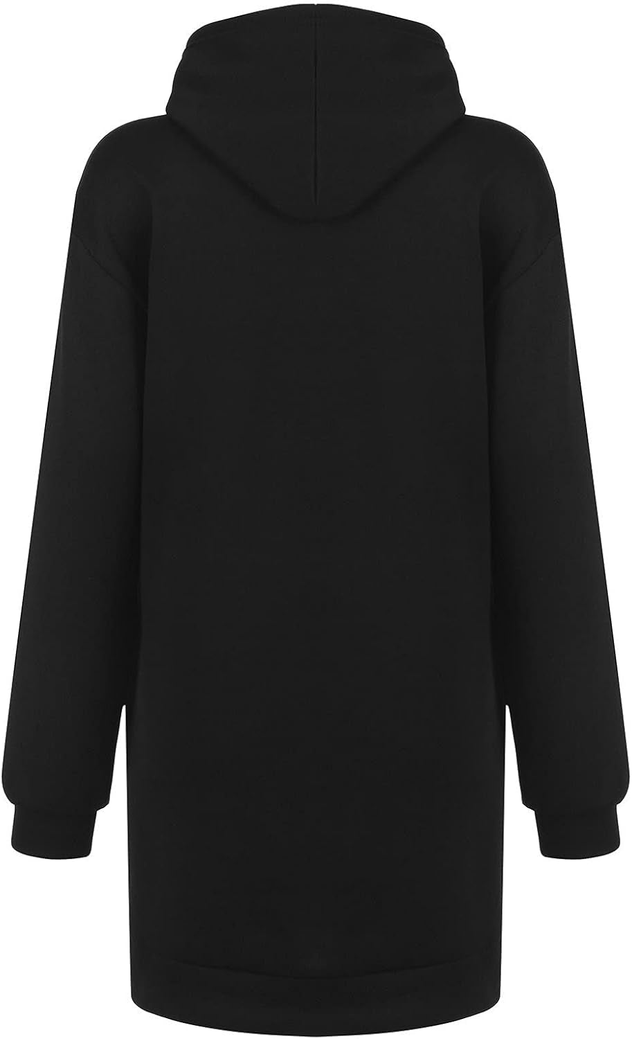 Chic Women's Long Sleeve Hooded Pullover Dress with Pockets - Stylish Black Tunic Sweatshirt