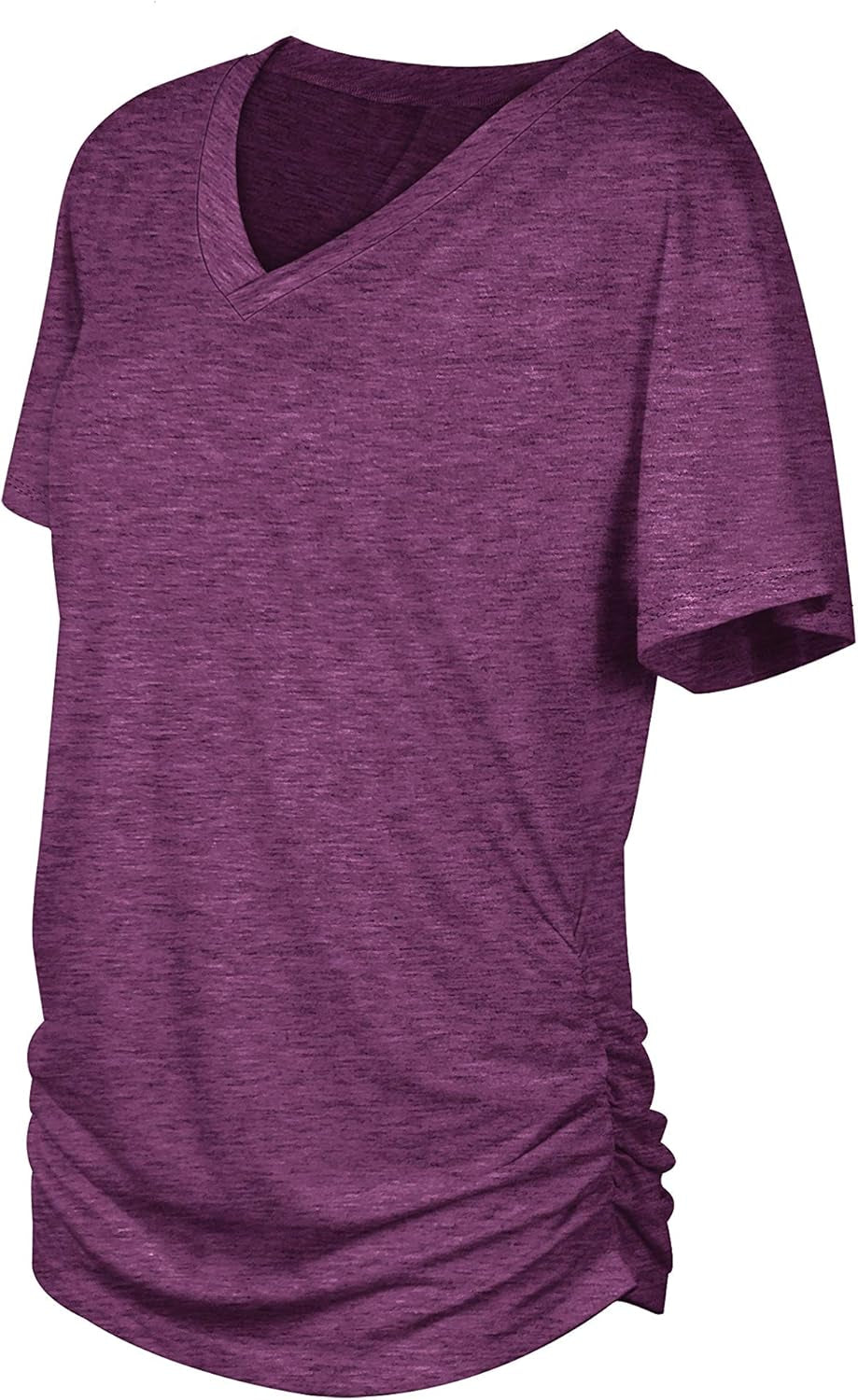 Effortlessly Chic  Women's V Neck Dolman Tops with Side Shirring - Perfect Loose Fit Shirts for All Occasions