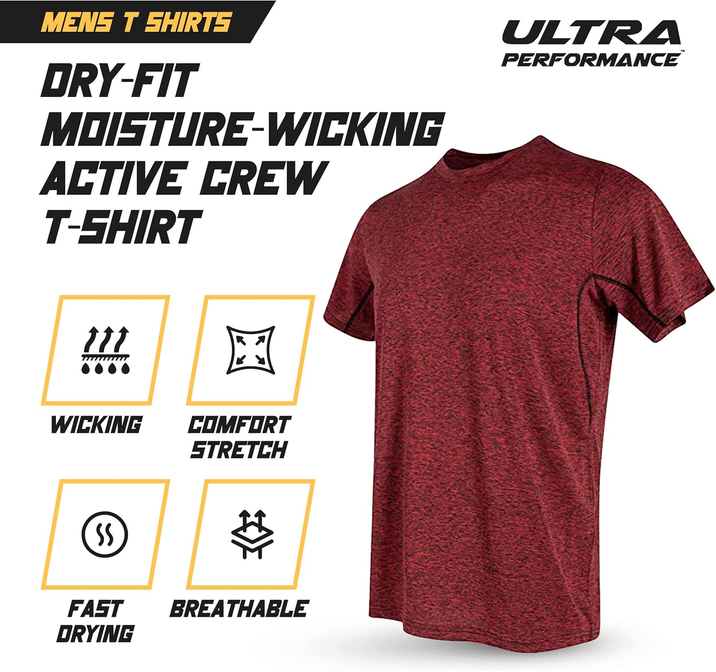Men's 5-Pack Dri-Fit Workout Shirts - Athletic Tees for Ultimate Comfort and Performance